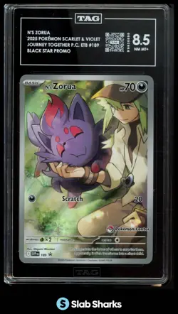 2023 POKEMON SV BLACK STAR PROMOS - SVP EN #189 N'S ZORUA P.C. ETB TAG 8.5 - Image 1