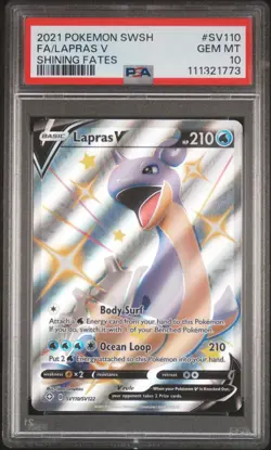 2021 POKEMON SWORD & SHIELD SHINING FATES #SV110 FULL ART/LAPRAS V PSA 10 - Image 1