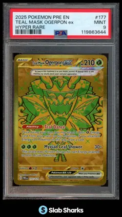 2025 POKEMON PRISMATIC EVOLUTIONS TEAL MASK OGERPON EX HYPER RARE #177/131 PSA 9 - Image 1
