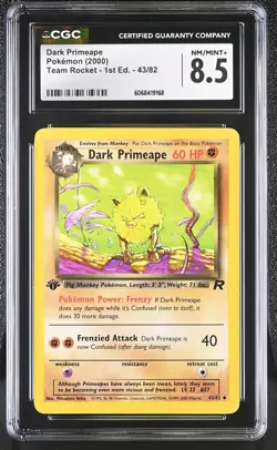 CGC 8.5 Dark Primeape 2000 Team Rocket 1st Edition 43/82 Pokemon Card - Image 1