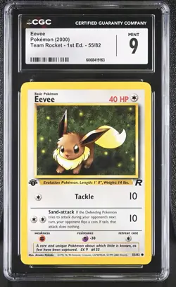 CGC 9 MINT Eevee 2000 Team Rocket 1st Edition 55/82 Pokemon Card - Image 1