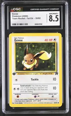 CGC 8.5 Eevee 2000 Team Rocket 1st Edition 55/82 Pokemon Card - Image 1