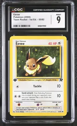 CGC 9 MINT Eevee 2000 Team Rocket 1st Edition 55/82 Pokemon Card - Image 1