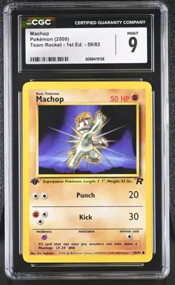 CGC 9 MINT Machop 2000 Team Rocket 1st Edition 59/82 Pokemon Card - Image 1