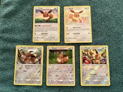 2017 & 2019 pokemon card Lot of 5 Pokemon Cards EEVEE ALL 5 HOLO CARDS! - Image 1