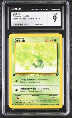 CGC 9 MINT Oddish 2000 Team Rocket 1st Edition 63/82 Pokemon Card - Image 1