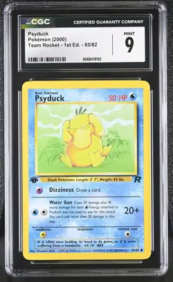 CGC 9 MINT Psyduck 2000 Team Rocket 1st Edition 65/82 Pokemon Card - Image 1