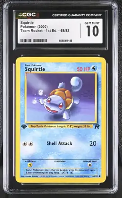 CGC 10 GEM MINT Squirtle 2000 Team Rocket 1st Edition 68/82 Pokemon Card - Image 1