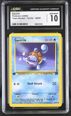 CGC 10 GEM MINT Squirtle 2000 Team Rocket 1st Edition 68/82 Pokemon Card - Image 1