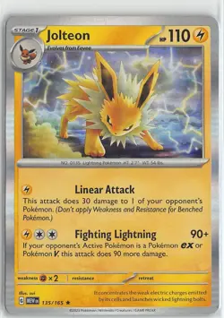 Pokemon TCG Scarlet & Violet 151 MEW Foil Rare #135/165 Jolteon - Image 1