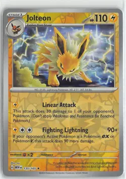 Pokemon TCG Scarlet & Violet 151 MEW Foil Rare #135/165 Jolteon - Image 3