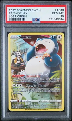 2022 POKEMON SWORD & SHIELD LOST ORIGIN #TG10 FULL ART/SNORLAX PSA 10 - Image 1