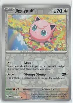 Pokemon TCG Scarlet & Violet 151 MEW Reverse Foil Common #039/165 Jigglypuff - Image 1