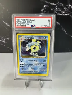 1999 Pokemon TCG Gyarados Holo Shadowless Card #6 PSA VG 3 ERROR - Image 1