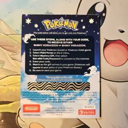 Pokemon Scarlet & Violet Shiny Koraidon/Miraidon Gamestop Promo Code Card - Image 2