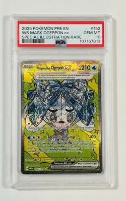 Pokemon TCG 2025 WS Mask Ogerpon EX Prismatic Evolutions Card #152 PSA 10 - Image 1