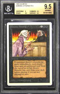 1993 MAGIC THE GATHERING MTG UNLIMITED DEMONIC ATTORNEY BGS 9.5 - Image 1