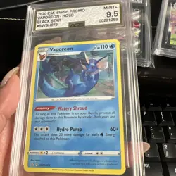 2020 Pokemon PM SWSH Vaporeon Holo Black Star Promo SWSH072 Graded AGS 9.5 MINT - Image 1