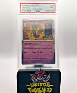 2024 Pokemon SV Surging Sparks Indeedee STAFF STAMPED Promo PSA 9 Mint Rare - Image 1