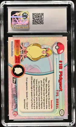 CGC 8 Pidgeot 18 Second Print (Black Topps Logo) Pokemon topps 1999 Series 1 - Image 2