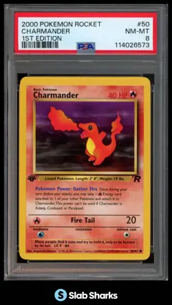 2000 POKEMON TEAM ROCKET 1ST EDITION #50/82 CHARMANDER PSA 8 - Image 1