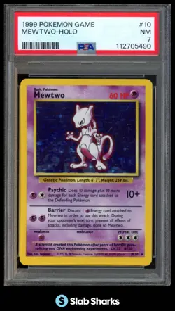 1999 POKEMON SET UNLIMITED #10/102 MEWTWO RARE HOLO PSA 7 - Image 1