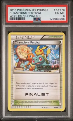 2016 POKEMON XY BLACK STAR PROMO WORLDS 16-FINALIST CHAMPIONS FESTIVAL PSA 6 - Image 1