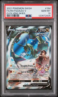 PSA 10 Rayquaza V 194/203 Pokemon Evolving Skies Alternate Full Art Gem Mint - Image 1