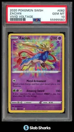 2020 POKEMON SWORD & SHIELD VIVID VOLTAGE #082/185 ZACIAN AMAZING RARE PSA 10 - Image 1