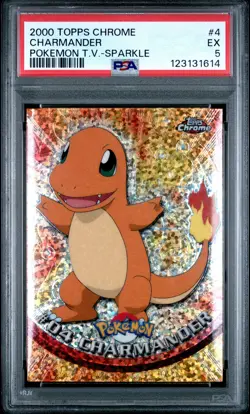 2000 TOPPS CHROME POKEMON T.V. SPARKLE #4 CHARMANDER PSA 5 - Image 1