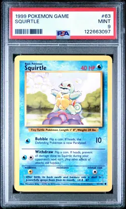 1999 POKEMON BASE SET UNLIMITED #63 SQUIRTLE PSA 9 - Image 1