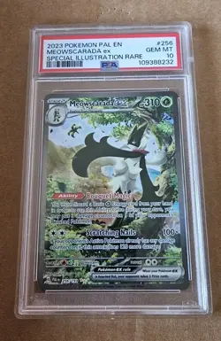 PSA 10 GEM MINT Meowscarada EX Paldea Evolved Full Art Pokemon Card #256/193 - Image 1