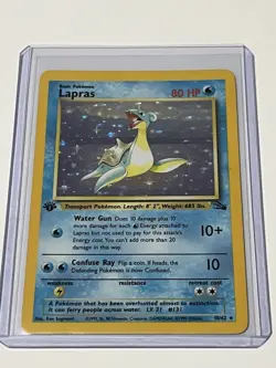 1999 Pokemon Fossil 1st Edition Holo Lapras #10 Vintage Rare Near Mint Card - Image 1