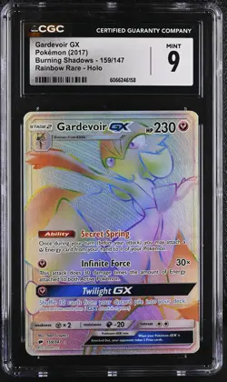 CGC 9 MINT Gardevoir GX Burning Shadows 159/147 Rainbow Rare Holo Pokemon Card - Image 1