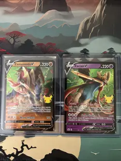 Zacian V 016/025 & Zamazenta V 018/025 Celebrations Pokemon TCG NM - Mint Cards - Image 1