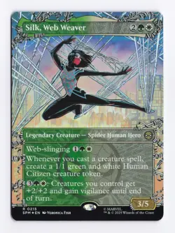 Silk, Web Weaver (Borderless) (Foil) 0215 (R) MTG Marvel's Spider-Man (SPM) * - Image 1