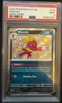 2024 Pokemon EN-Paldean Fates Weavile #183 Shiny Rare PSA 9 MINT - Image 1