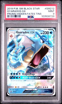 2019 POKEMON SM BLACK STAR PROMO HIDDEN FATES TINS #SM212 GYARADOS GX PSA 9 - Image 1