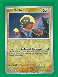 Pokemon TCG SV-Obsidian Flames Tadbulb #76/197 Common Reverse Holo - Image 1