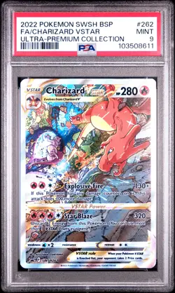 2022 POKEMON SWSH BLACK STAR PROMO #262 FULL ART/CHARIZARD VSTAR PSA 9 - Image 1