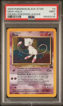 2000 POKEMON PROMO BLACK STAR POKEMON LEAGUE #9 MEW-HOLO PSA 9 - Image 1