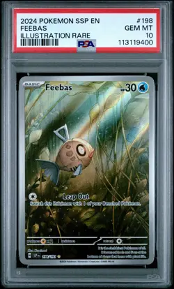 2024 POKEMON SSP EN-SURGING SPARKS ILLUSTRATION RARE #198 FEEBAS PSA 10 - Image 1
