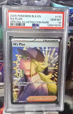 2025 POKEMON BLK EN-BLACK BOLT SPECIAL ILLUSTRATION RARE #170 N'S PLAN PSA 10 - Image 1