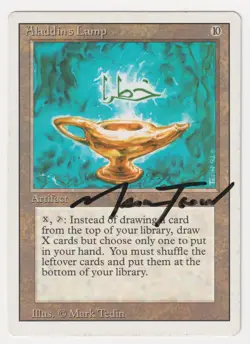 Signed Aladdin's Lamp HP Revised Edition Artist Mark Tedin 1994 WOTC MTG Magic! - Image 1