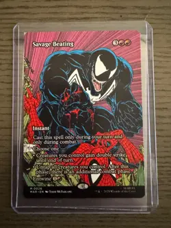 Savage Beating (Borderless) 0026 (M) MTG Marvel's Spider-Man Eternal-Legal (MAR) - Image 1