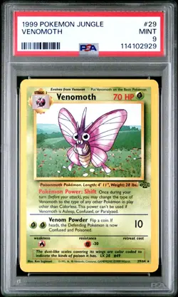1999 POKEMON JUNGLE #29 VENOMOTH PSA MINT 9 - Image 1