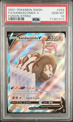 PSA 10 GEM MINT Pokemon Fusion Strike Sandaconda V 252/264 Alt Art Rare Holo - Image 1