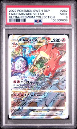 2022 POKEMON SWSH BLACK STAR PROMO #262 FULL ART/CHARIZARD VSTAR PSA 9 - Image 1