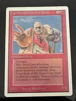 Magic the Gathering MTG Unlimited Two-Headed Giant of Foriys NM- (Beta Bob) - Image 1
