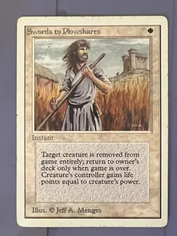 Magic the Gathering MTG Unlimited Swords to Plowshares LP- (Beta Bob) - Image 1